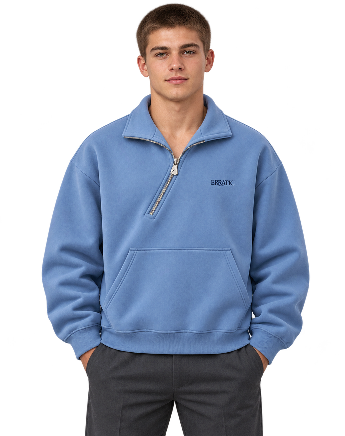 The Transit Half-Zip, Sky Blue 착용